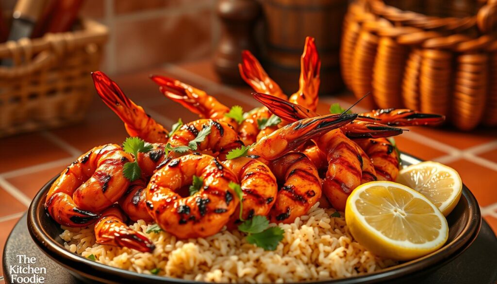 Indian tandoori-style grilled shrimp